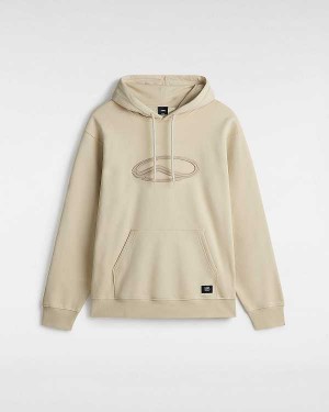 Beige Men Vans Oval Loose Hoodie NZ | VN0185647