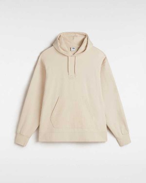 Beige Men Vans Premium Oversized Pullover Logo Hoodie NZ | VN9307284