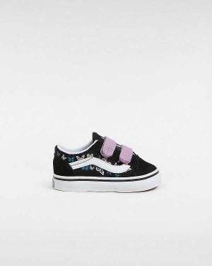 Black Kids' Vans Old Skool Hook And Loop (1-4 Years) Sneakers NZ | VN6409852