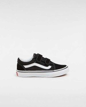 Black Kids' Vans Old Skool Hook And Loop (4-8 Years) Sneakers NZ | VN7109253