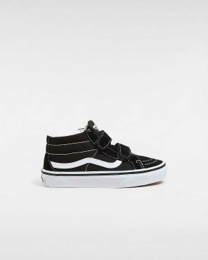 Black Kids' Vans Sk8-Mid Reissue Hook and Loop (4-8 years) Sneakers NZ | VN1280953