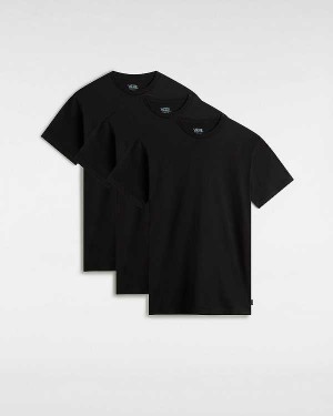 Black Men Vans Basic (3 pack) T Shirts NZ | VN0279348