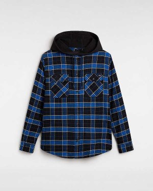 Black Men Vans Parkway Hooded Long Sleeve Shirts NZ | VN2437960