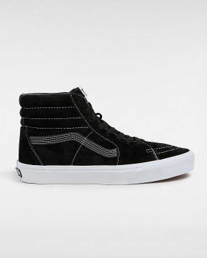 Black Men Vans Sk8-Hi Pig Suede Skate Shoes NZ | VN1836472