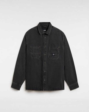 Black Men Vans Stevens Denim Long Sleeve Shirts NZ | VN0513678