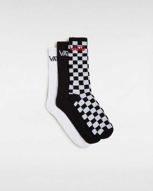 Black Unisex Vans Classic Crew (3 pairs) Socks NZ | VN6513982