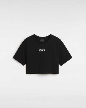 Black Women Vans Flying V Crew Crop T Shirts NZ | VN8956170