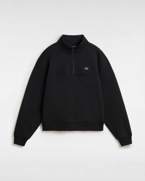 Black Women Vans Leighton Mock Neck Sweatshirt NZ | VN0491653