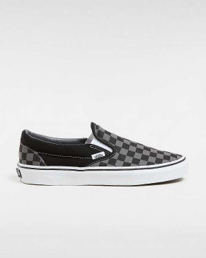 Black / Grey Men Vans Checkerboard Classic Slip On Shoes NZ | VN5163824