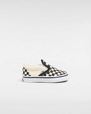 Black / White Kids' Vans Checkerboard (1-4 years) Slip On Shoes NZ | VN8915637