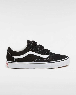 Black / White Men Vans Suede/Canvas Old Skool Hook And Loop Sneakers NZ | VN2083571