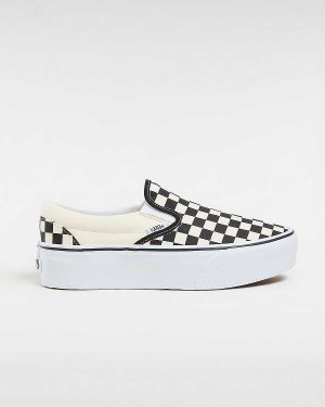 Black / White Women Vans Classic Slip-On Platform Shoes NZ | VN0234651