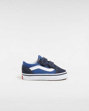 Blue Kids' Vans Old Skool Hook And Loop (1-4 Years) Skate Shoes NZ | VN0371852