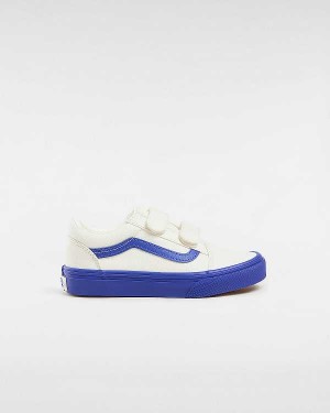 Blue Kids' Vans Old Skool Hook And Loop (4-8 Years) Sneakers NZ | VN3926145