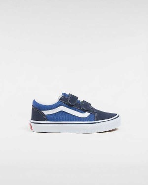 Blue Kids' Vans Old Skool Velcro (4-8 years) Sneakers NZ | VN0213958