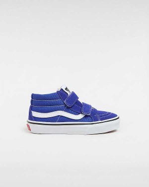 Blue Kids' Vans Sk8-Mid Reissue Hook and Loop (4-8 years) Sneakers NZ | VN4893610