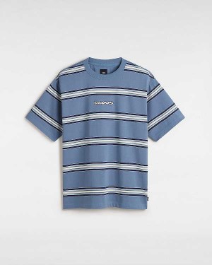 Blue Men Vans Mesa Stripe T Shirts NZ | VN3180762