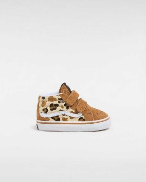 Brown Kids' Vans Sk8-Mid Reissue Hook and Loop (1-4 Years) Sneakers NZ | VN2074982