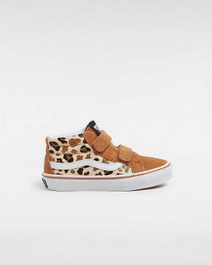 Brown Kids' Vans Sk8-Mid Reissue Hook and Loop (4-8 years) Sneakers NZ | VN6847521