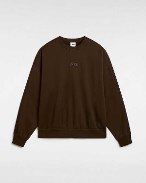 Brown Men Vans Premium Logo Crew Sweatshirt NZ | VN3759142