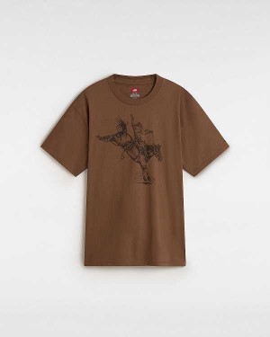 Brown Men Vans Skate Pedro Delfino T Shirts NZ | VN4560328