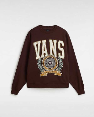 Brown Women Vans First Team Oversized Crew Sweatshirt NZ | VN3401857