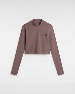 Brown Women Vans Mini Mock Neck Long Sleeve T Shirts NZ | VN2071856