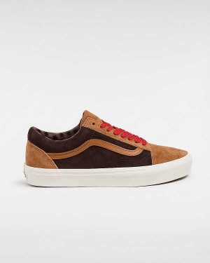 Brown / Orange Men Vans Old Skool Pig Suede Sneakers NZ | VN4150269