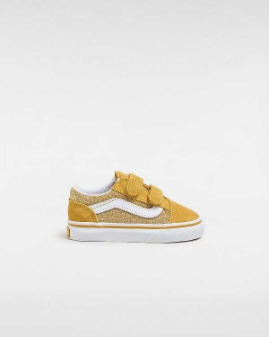 Gold Kids' Vans Old Skool Glitter (1-4 Years) Sneakers NZ | VN3642850