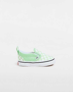 Green Kids' Vans Checkerboard (1-4 years) Slip On Shoes NZ | VN0934851