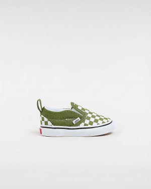 Green Kids' Vans Hook and Loop Checkerboard (1-4 Years) Slip On Shoes NZ | VN7615930