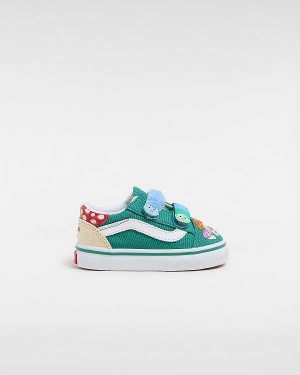 Green Kids' Vans Old Skool Hook And Loop (1-4 Years) Sneakers NZ | VN1205396