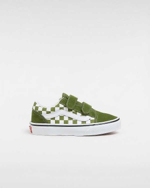 Green Kids' Vans Old Skool Hook And Loop (4-8 Years) Sneakers NZ | VN8759346