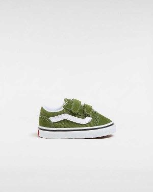 Green Kids' Vans Old Skool Hook And Loop (1-4 Years) Sneakers NZ | VN8135609