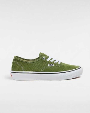 Green / White Men Vans Authentic Skate Shoes NZ | VN5304796