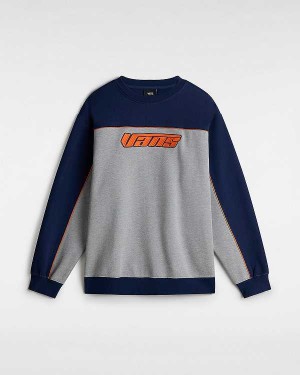 Grey Men Vans Retro Hook and Loop Loose Crew Sweatshirt NZ | VN7693124