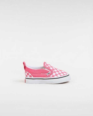 Pink Kids' Vans Hook and Loop Checkerboard (1-4 Years) Slip On Shoes NZ | VN1463208