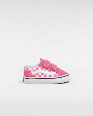 Pink Kids' Vans Old Skool Hook And Loop (1-4 Years) Sneakers NZ | VN1439265