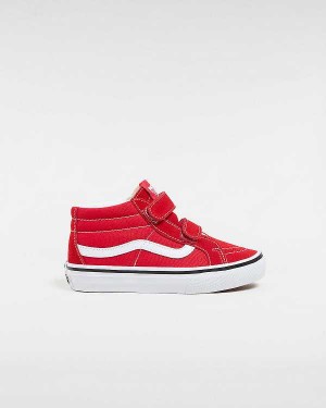 Red Kids' Vans Sk8-Mid Reissue Hook and Loop (4-8 years) Sneakers NZ | VN3028145