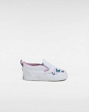 White Kids' Vans Hook and loop (1-4 Years) Slip On Shoes NZ | VN0263915