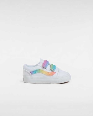 White Kids' Vans Old Skool Hook And Loop (1-4 Years) Sneakers NZ | VN1082576