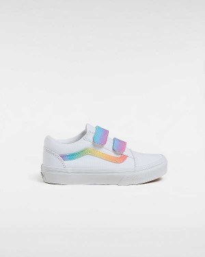 White Kids' Vans Old Skool Hook And Loop (4-8 Years) Sneakers NZ | VN3962847