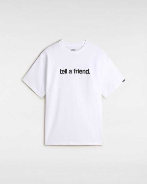 White Men Vans Tell a Friend T Shirts NZ | VN1954023