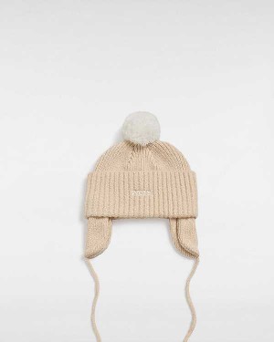 White Unisex Vans 66 Earflap Pom Beanie NZ | VN5901462