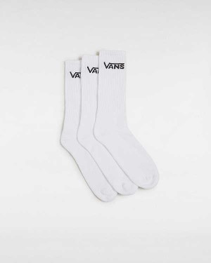 White Unisex Vans Classic Crew (3 pairs) Socks NZ | VN5961340