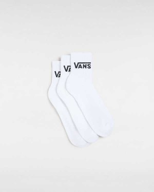 White Unisex Vans Classic Half Crew (3 Pairs) Socks NZ | VN2475098