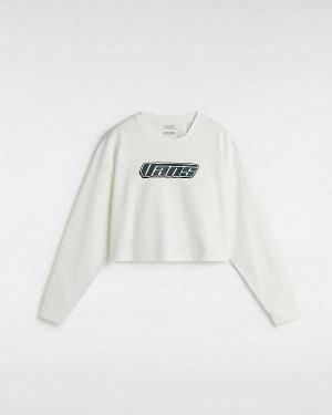 White Women Vans Retro V Hook and Loop Relaxed Long Sleeve Crop T Shirts NZ | VN7642158