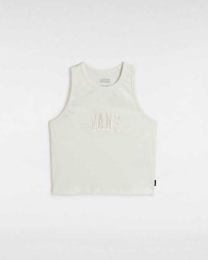 White Women Vans Varsity Racer Tank Top NZ | VN4092735