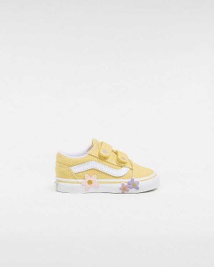 Yellow Kids' Vans Old Skool Hook And Loop (1-4 Years) Sneakers NZ | VN4567902