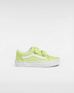 Yellow Kids' Vans Old Skool Hook and Loop Glitter (4-8 years) Sneakers NZ | VN8216439